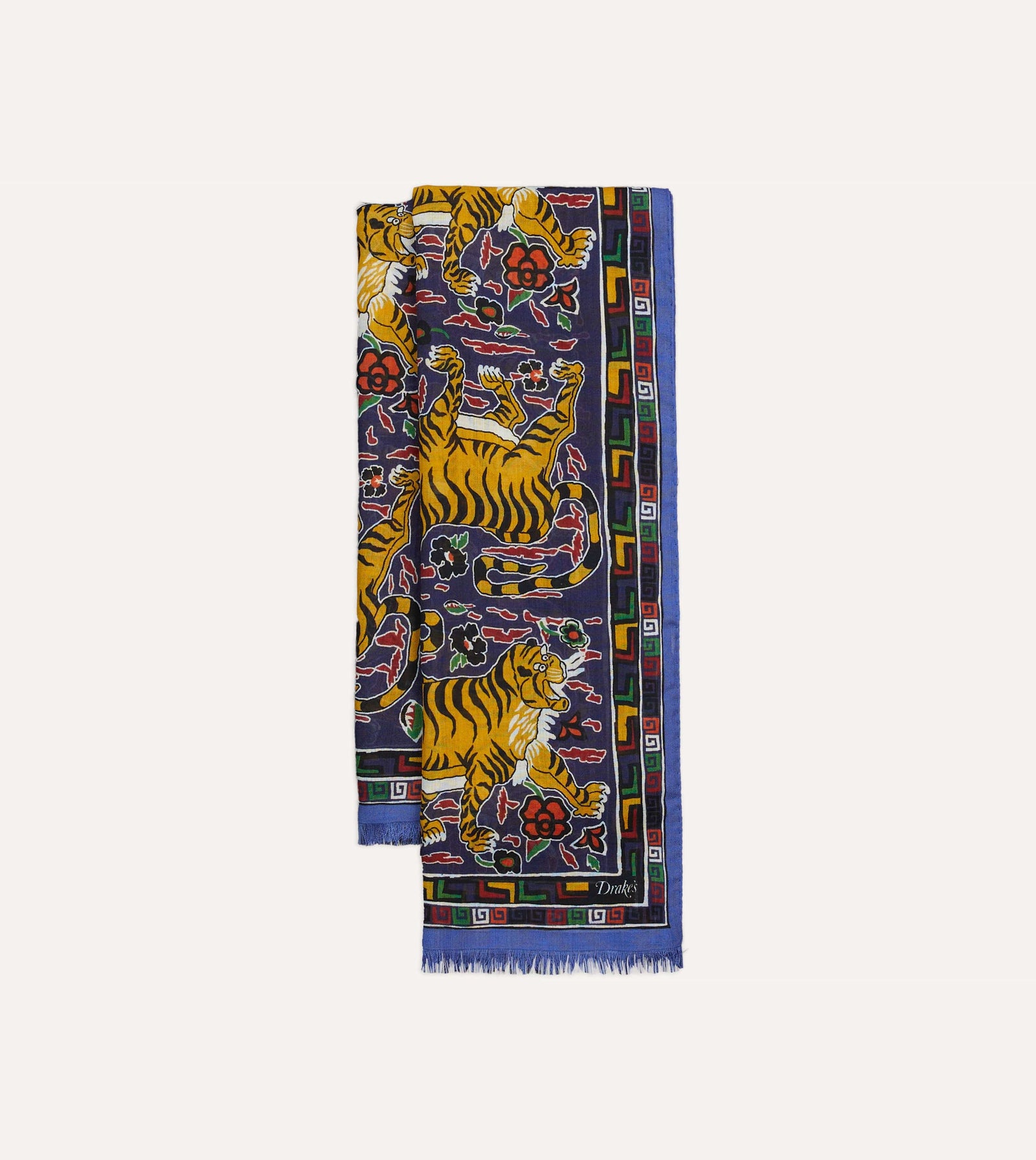 Tiger Print Wool Silk Scarf