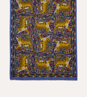 Tiger Print Wool Silk Scarf