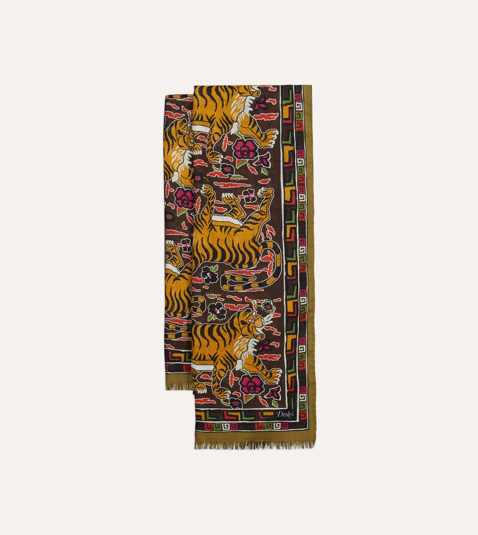 Tiger Print Wool Silk Scarf