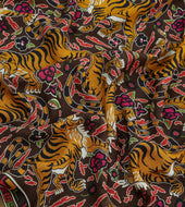 Tiger Print Wool Silk Scarf