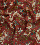 Red Unicorn Tile Print Wool Silk Scarf