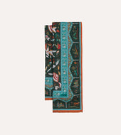 Green Classic Mughal Print Wool Silk Scarf