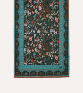 Green Classic Mughal Print Wool Silk Scarf
