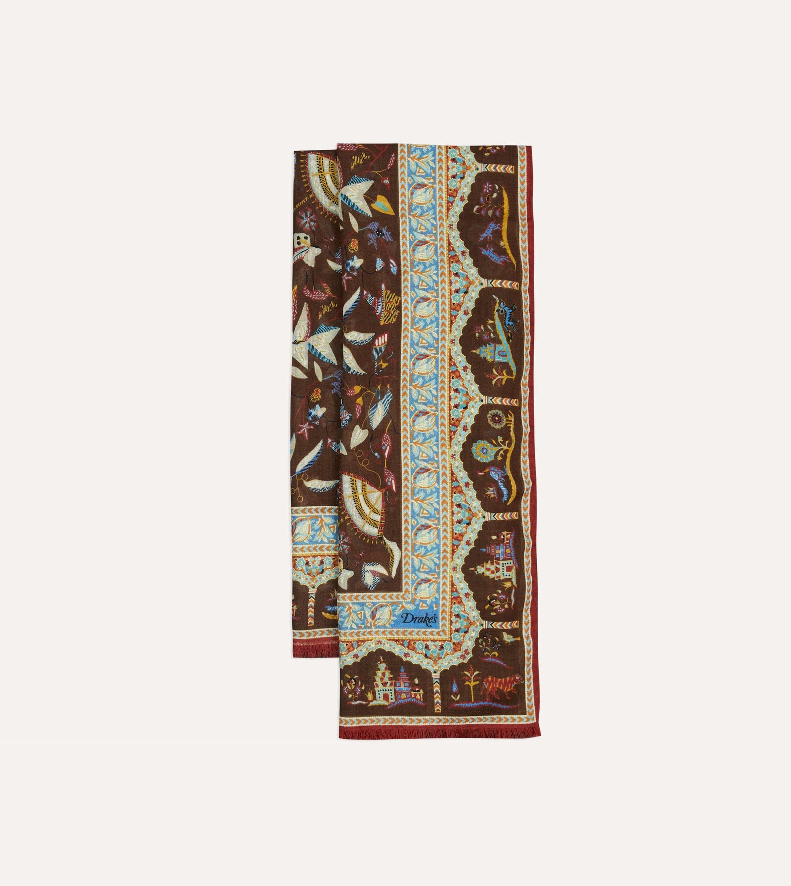 Classic Mughal Print Wool Silk Scarf