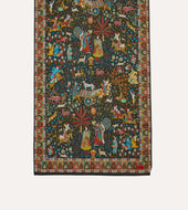 Green Mughal Garden Print Wool Silk Scarf