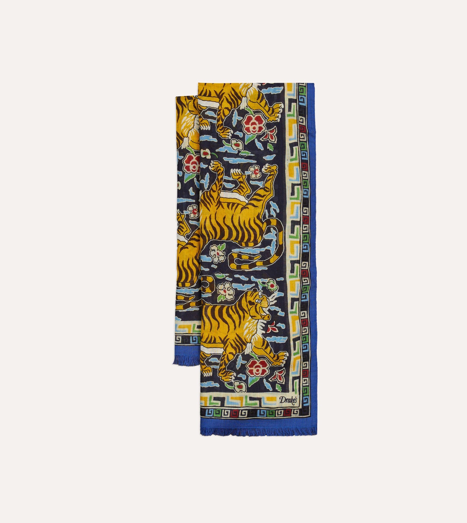 Jumbo Tiger Print Wool Silk Scarf