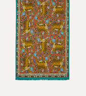 Jumbo Tiger Print Wool Silk Scarf