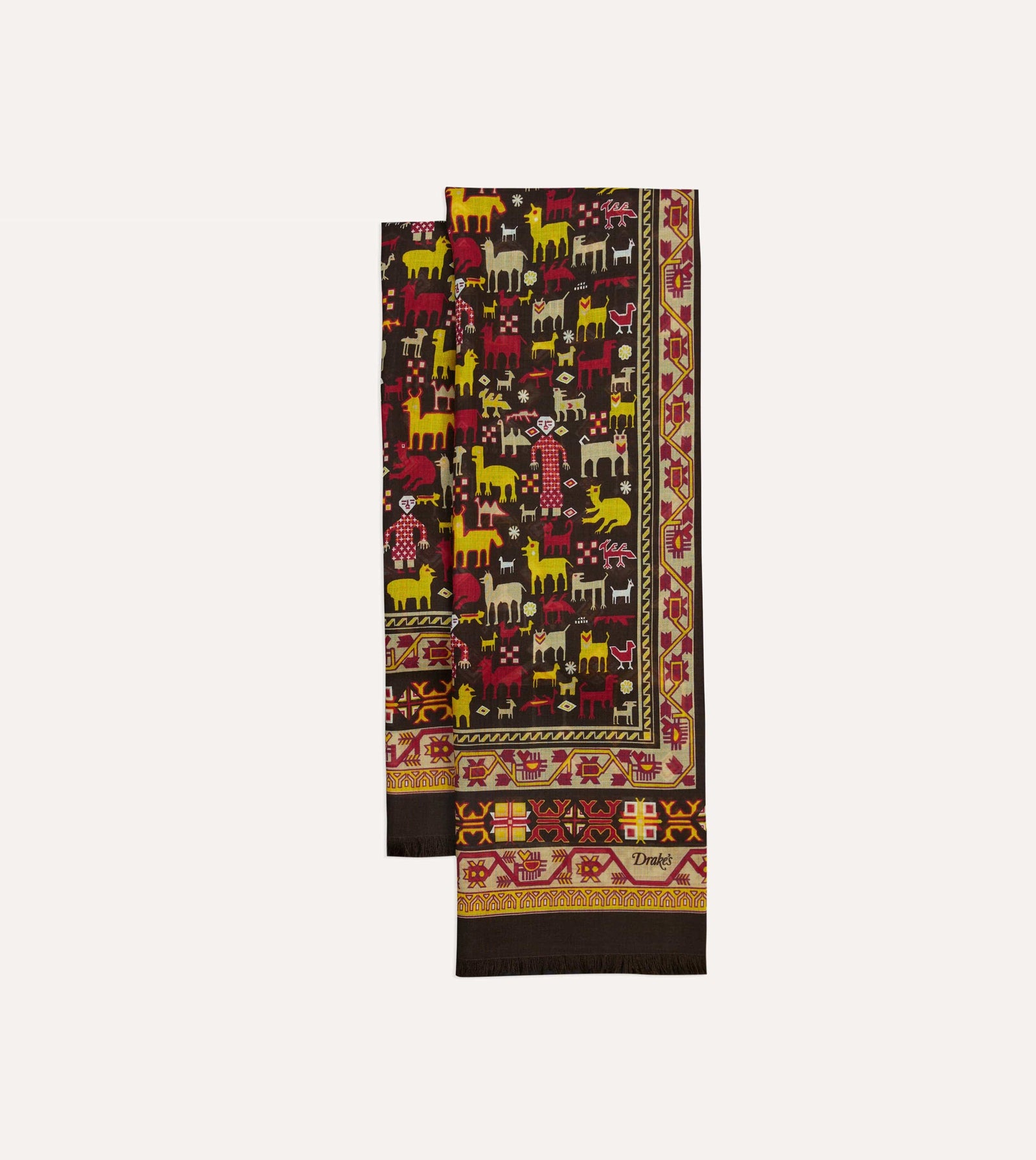 Shaman Print Tubular Wool Silk Scarf