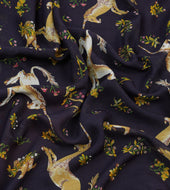 And Red Unicorn Print Tubular Wool Silk Scarf