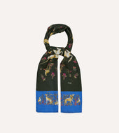Green And Blue Unicorn Print Tubular Wool Silk Scarf