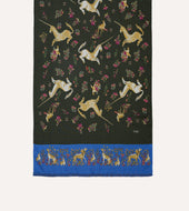 Green And Blue Unicorn Print Tubular Wool Silk Scarf