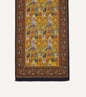 Elephant Village Print Wool Silk Scarf