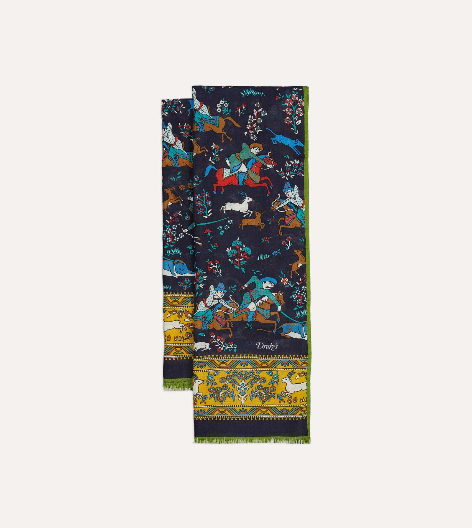 Mughal Archer Print Wool Silk Scarf