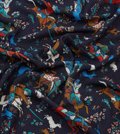 Mughal Archer Print Wool Silk Scarf