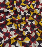 Red And Yellow Patchwork Print Wool Silk Scarf