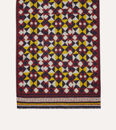 Red And Yellow Patchwork Print Wool Silk Scarf