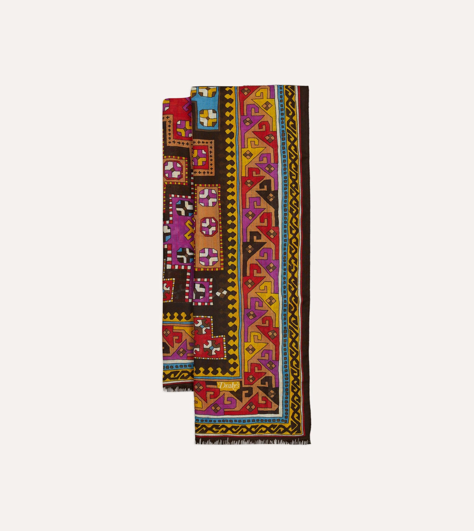 Kilim Print Wool Silk Scarf