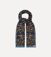 Antique Village Print Wool Silk Scarf