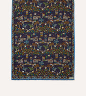 Antique Village Print Wool Silk Scarf