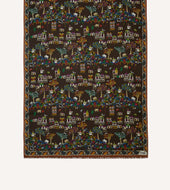 Antique Village Print Wool Silk Scarf