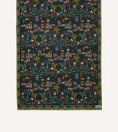 Green Antique Village Print Wool Silk Scarf