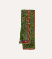 Green Tiger Garden Print Wool Silk Scarf