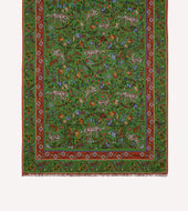 Green Tiger Garden Print Wool Silk Scarf