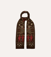 Embroidered Elephant Print Wool Silk Scarf