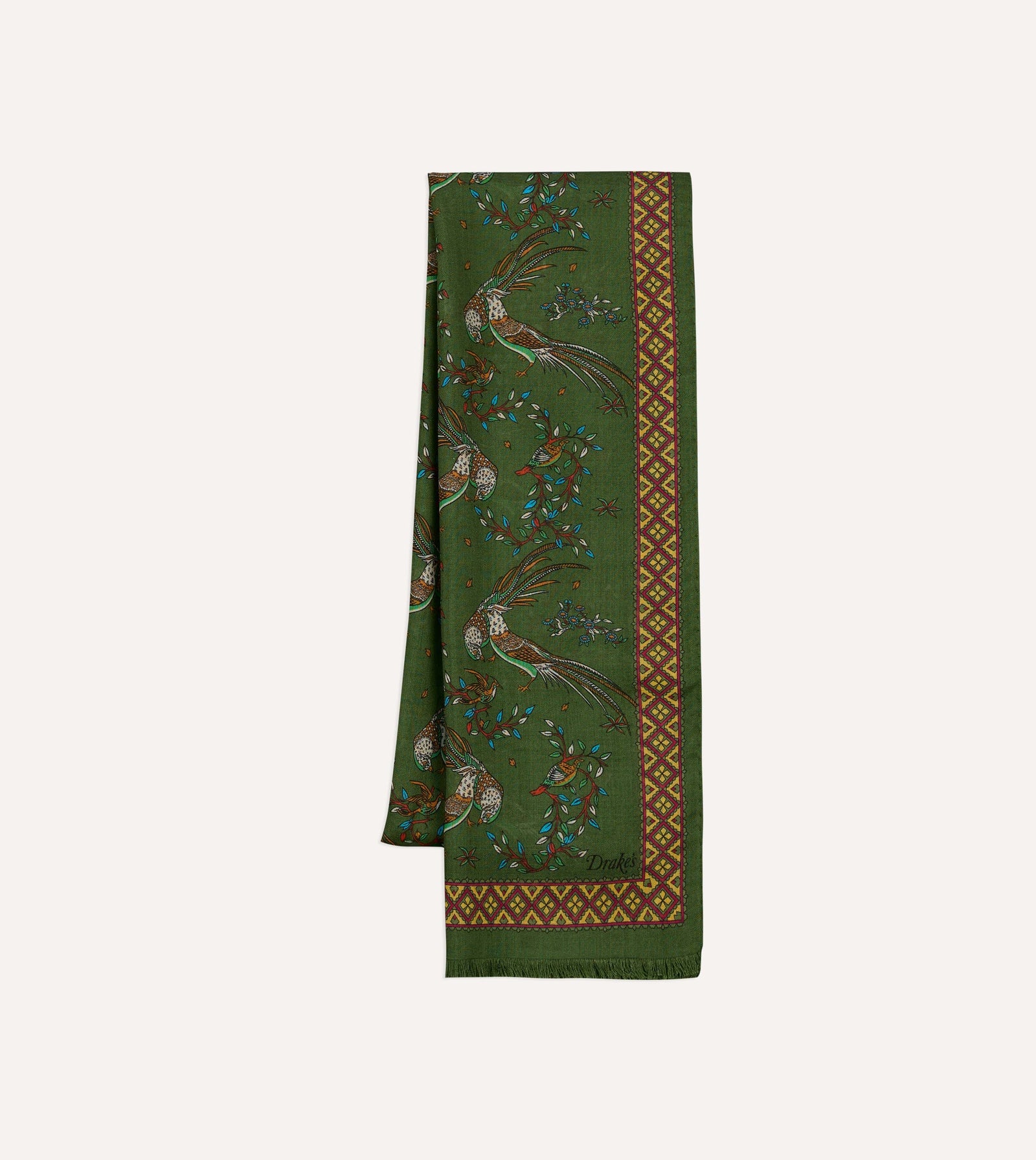 Birds Of Paradise Print Wool Silk Scarf