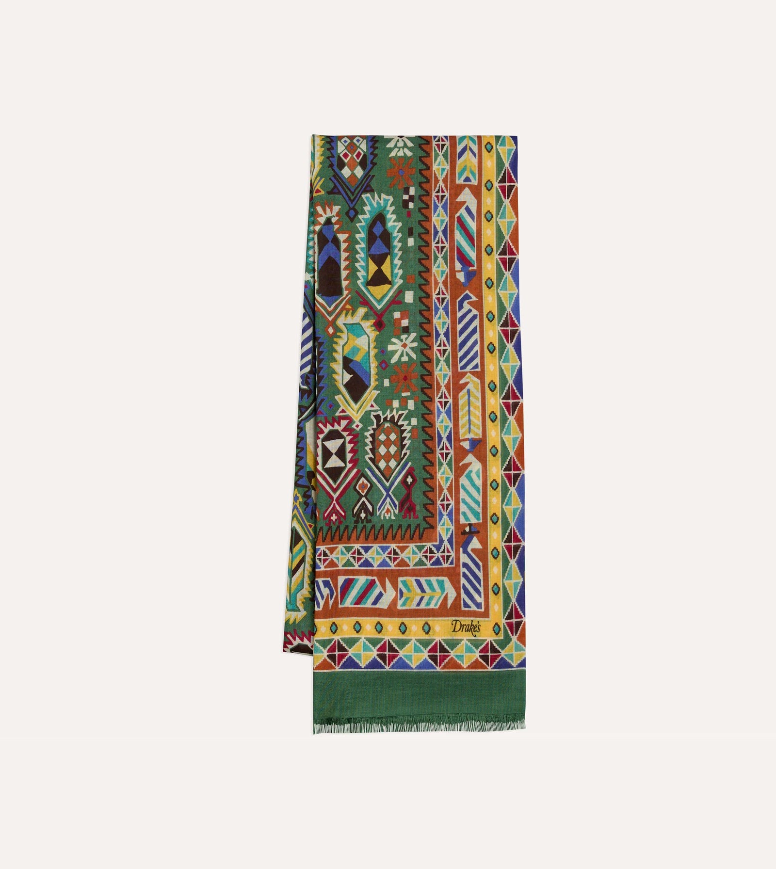 Rug Print Tubular Wool Silk Scarf