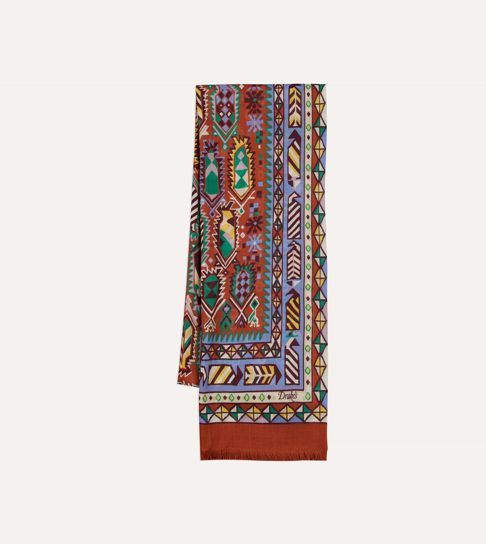 Rug Print Tubular Wool Silk Scarf