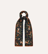 Unicorn Garden Print Tubular Wool Silk Scarf