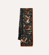 Unicorn Garden Print Tubular Wool Silk Scarf