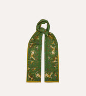 Unicorn Garden Print Tubular Wool Silk Scarf