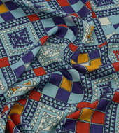 Geometric Print Wool Silk Scarf