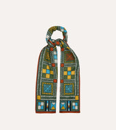 Green Geometric Print Wool Silk Scarf