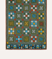 Green Geometric Print Wool Silk Scarf