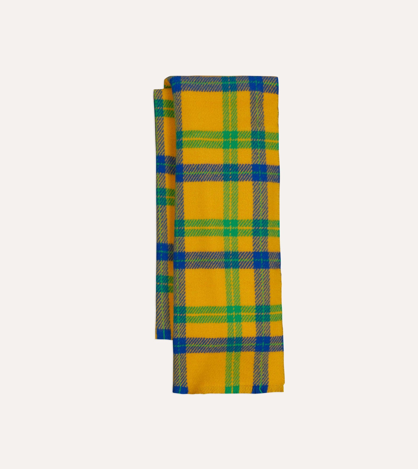 Blue And Green Tartan Check Wool Scarf