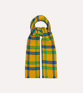 Blue And Green Tartan Check Wool Scarf