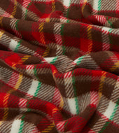 Red Brown And Ecru Tartan Check Wool Scarf