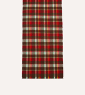Red Brown And Ecru Tartan Check Wool Scarf