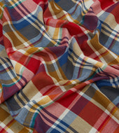 Red Blue And Yellow Tartan Check Worsted Wool Scarf