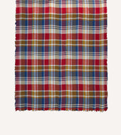 Red Blue And Yellow Tartan Check Worsted Wool Scarf