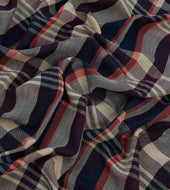 Red And Ecru Tartan Check Worsted Wool Scarf