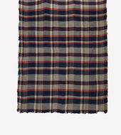 Red And Ecru Tartan Check Worsted Wool Scarf