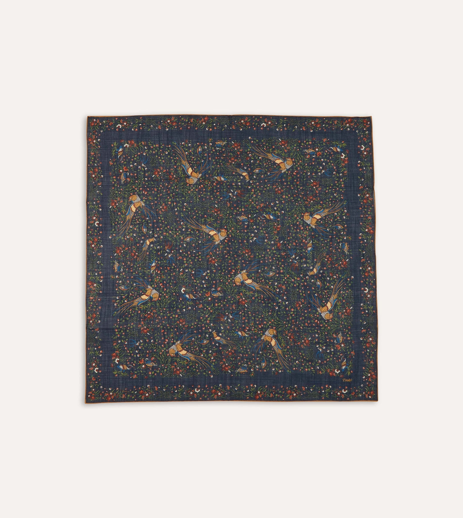 Birds Of Paradise Print Wool Silk Square Scarf