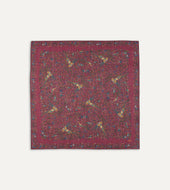 Magenta Birds Of Paradise Print Wool Silk Square Scarf