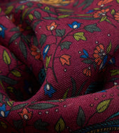 Magenta Birds Of Paradise Print Wool Silk Square Scarf