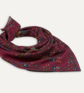 Magenta Birds Of Paradise Print Wool Silk Square Scarf