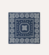 Navy Traditional Print Silk Bandana